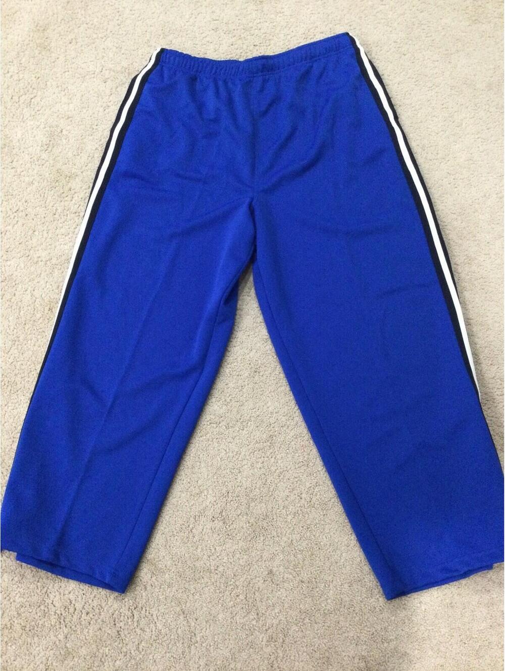 VTG Y2k Athletech Warm Up Pants Blue Poly Zip Ankle Basketball Baggy XL 38X30